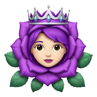 Purple rose with silver tiara and a purple emblem leaf wreath sticker