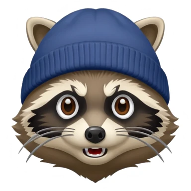 Angry Raccoon bandit with beanie hat branded “Sticky Bandits” sticker