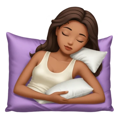 sleeping beauty african american woman with dark brown hair with a silk pillow, she is wearing a white tank top with big boobs sticker