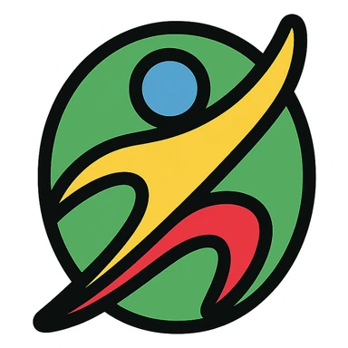 stylized athletic-inspired emblem with soft organic curve, abstract design, no text or direct logo usage sticker