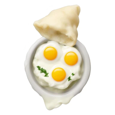 white dill sauce with egg and czech dumpling sticker