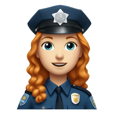 face of ginger girl police officer teen cute blue uniform  policia badge sticker
