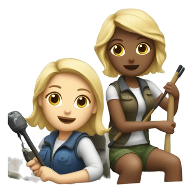 Two blondes and brunette Fishing on a boat sticker
