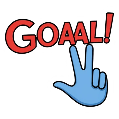 Word “Goal” sign comic style blue (#00A3E0) and red (#F9423A)  sticker