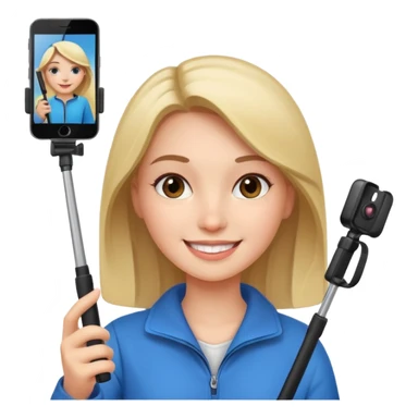 girl with phone selfie stick sticker