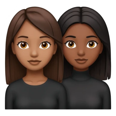 generate a strait and brown haired girl turning into a black and strait haired girl emoji sticker