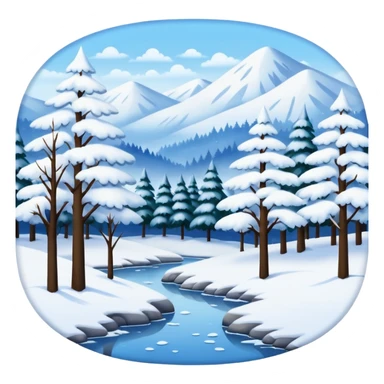 painting with snowing landscape sticker