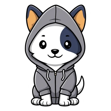 Dog wearing a hoodie sticker