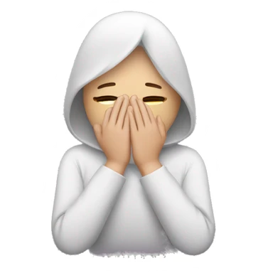 Shy person covering face with hands sticker