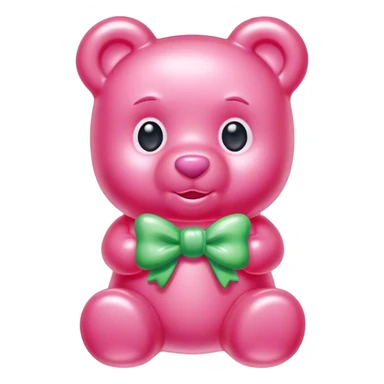 pink boy gummy bear with bow sticker