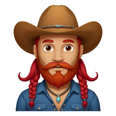 mustached cowboys with tattoos on face and bead and long red hairs sticker