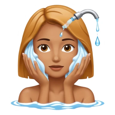 a female washing her face outside of shower  sticker