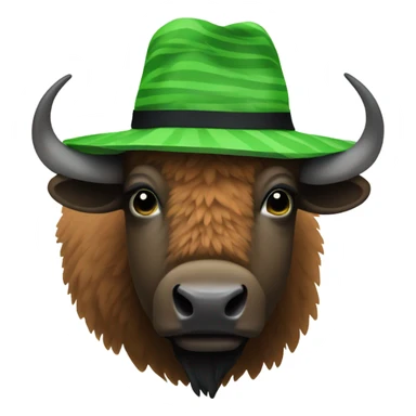 Bison with a green hat black striped  sticker