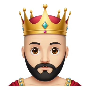 bald guy with black beard and a crown sticker