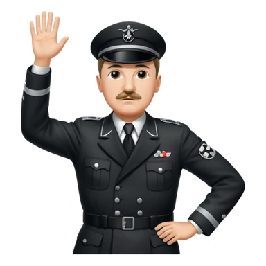 Adolf Hitler with a small mustache raising one hand straight out like a Sieg Hail salute in Black SS uniform. The arm must be straight out with no bend in the elbow sticker