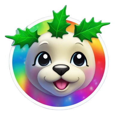 Lisa frank rainbow seal with Christmas holly  sticker