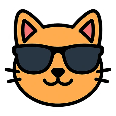 cat wearing sunglasses colored icon sticker
