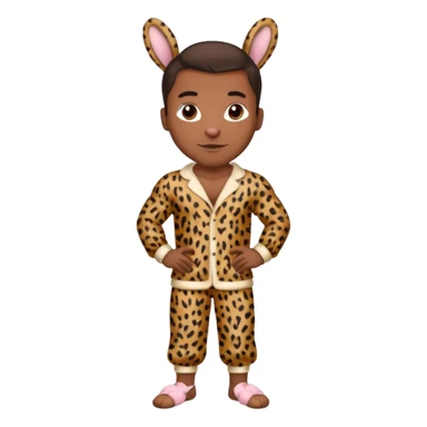 Handsome Black guy with brown skin tone, with muscular build, wearing loose fitting leapard print pajamas and bunny slippers  sticker
