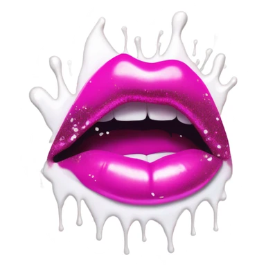 White paint dripping from hot pink ombre glittery lips sticker
