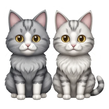 a very fluffy grey and white cat sitting next to another cat sticker