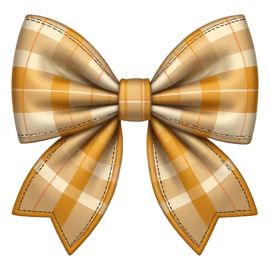 beige plaid bow sticker