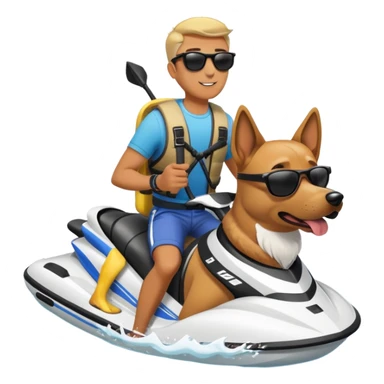man jetskiing with dog on shoulder  sticker