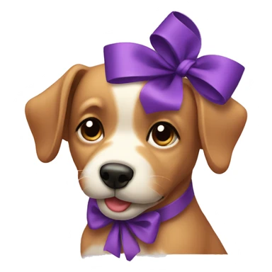 A dog with purple bow sticker
