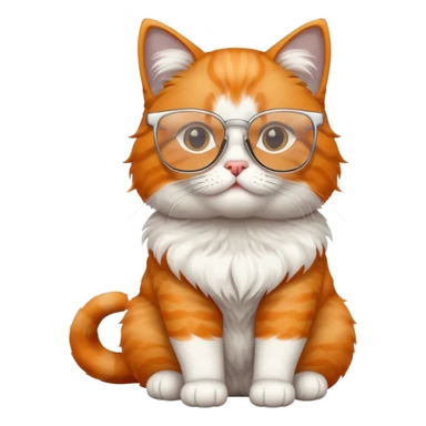 cat full body wearing glasses with clear square modern frames sticker