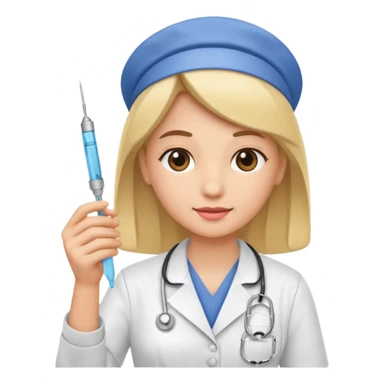 nurse holding vaccination needle sticker