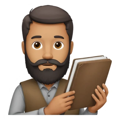 Bearded man with charcoal + sketchbook sticker