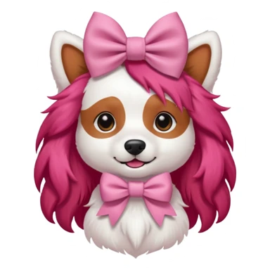 very red long haired white dog with a bow on hair sticker
