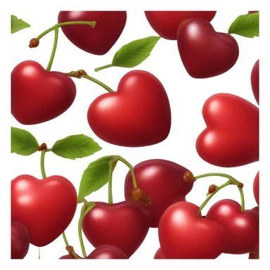 Realistic isolated heart shaped cherries with different shades of red and sizes. sticker