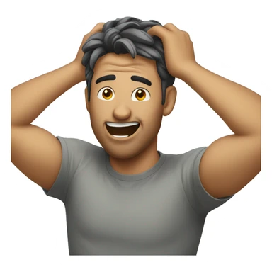 man pulling his hair sticker