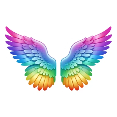 Tiny small mini left and right rainbow angel wings. Between left and right wings there is a little blank. sticker