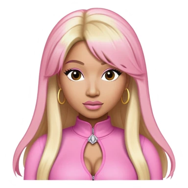Nicki Minaj wearing a pink outfit with hair that is half blonde and half pink sticker
