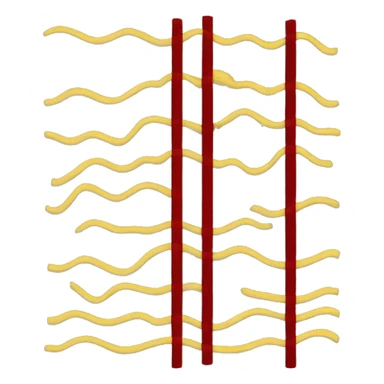 A wavy black and red rectangle with a medium yellow circle in the middle sticker