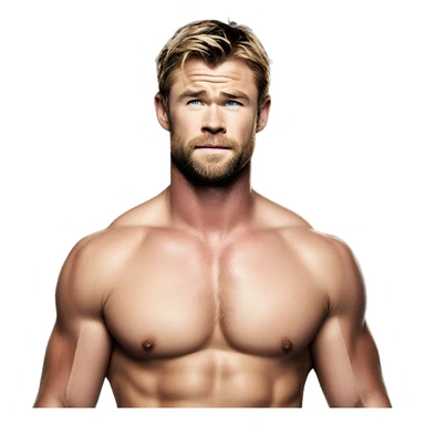 Chris hemsworth shows off his abs sticker