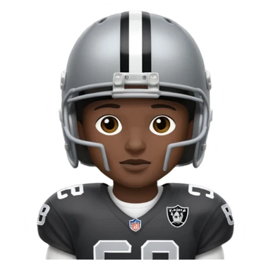 Wearing a Oakland raider helmet and uniform sticker