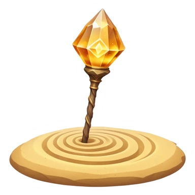 desert sand mage staff object icon, ancient wooden staff, swirling sand crystal on top, glowing golden aura, small floating sand particles, fantasy desert style, 3D cartoon, mobile game icon style, centered, clean background, soft shadow, no text, no watermark
 sticker