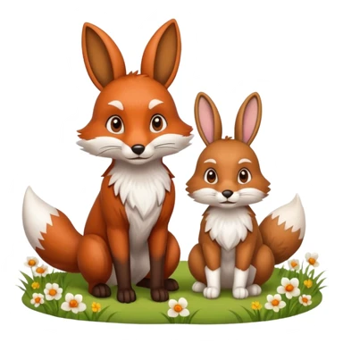 fox and rabbit sticker