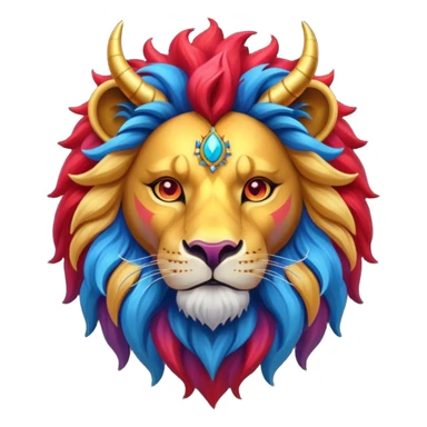 mythical colorful horned lion sticker