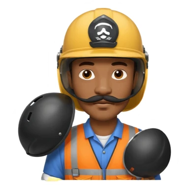 Mustached astronaut  black man holding helmet sticker