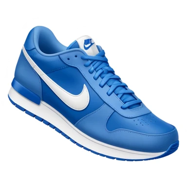 blue Nike sneaker with white swoosh sticker