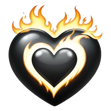 Black heart with white flames sticker