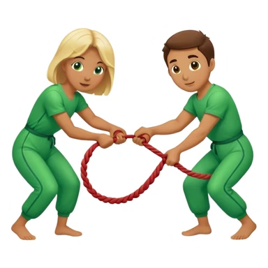 People in green jumpsuits playing tug-of-war sticker