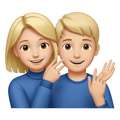 a boy putting a girls hair behind her ear gesture sticker