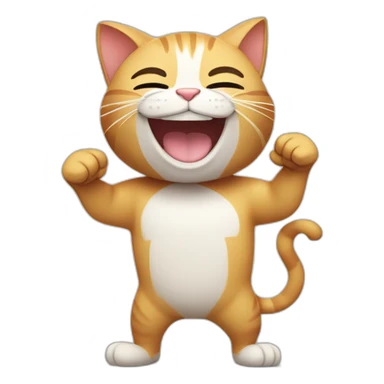 cat with thumbs up muscles and big smile showing the whole body sticker