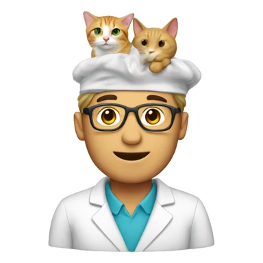 chemistry teacher with a cat on his head sticker