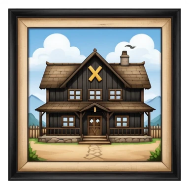 an inn with a big X on it sticker