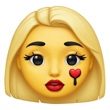 an emoji with black lipstick kiss marks on face sticker
